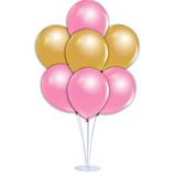 SüSLe Bebek ve Parti Balon Standlı, 7 Adet - Metalik Pembe Ve Altın Balon Çok Renkli