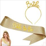 SüSLe Bebek ve Parti Bride Taç Ve Bride To Be Kuşak Seti - Altın Çok Renkli