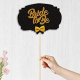 SüSLe Bebek ve Parti Bride To Be Konuşma Balonu Çubuğu - Siyah ve Altın