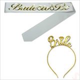 SüSLe Bebek ve Parti Bride To Be Kuşak Ve Bride Metal Taç Seti - Altın Çok Renkli