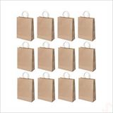 SüSLe Bebek ve Parti Büküm Saplı Kraft Çanta 32 X 26 X 12 Cm, Natürel - 12 Adet Çok Renkli