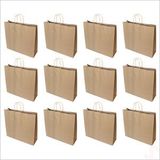 SüSLe Bebek ve Parti Büküm Saplı Kraft Çanta 40 X 44 X 13 Cm, Natürel - 12 Adet Çok Renkli