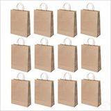 SüSLe Bebek ve Parti Büküm Saplı Kraft Çanta 42 X 31 X 12 Cm, Natürel - 12 Adet Çok Renkli