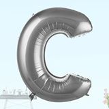 SüSLe Bebek ve Parti C Harf Folyo Balon, 100 Cm - Gümüş Çok Renkli