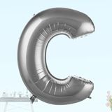 SüSLe Bebek ve Parti C Harf Folyo Balon, 100 Cm - Gümüş