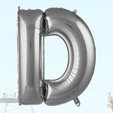 SüSLe Bebek ve Parti D Harf Folyo Balon, 100 Cm - Gümüş Çok Renkli