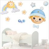 SüSLe Bebek ve Parti Erkek Bebek Odası, 9 Parça Duvar Sticker Seti Çok Renkli