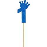 SüSLe Bebek ve Parti Eva Simli Rakam Pasta Süsü, 19cm x 7,5cm - 1 Adet Mavi 1
