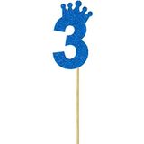 SüSLe Bebek ve Parti Eva Simli Rakam Pasta Süsü, 19cm x 7,5cm - 1 Adet Mavi 3