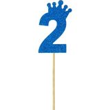 Süsle Bebek ve Parti Eva Simli Rakam Pasta Süsü, 19cm x 7,5cm - 1 Adet Mavi