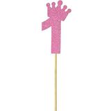 SüSLe Bebek ve Parti Eva Simli Rakam Pasta Süsü, 19cm x 7,5cm - 1 Adet Pembe 1
