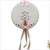Süsle Bebek ve Parti Fil Temalı Ahşap Pano 35cm Kapı Süsü - Pembe
