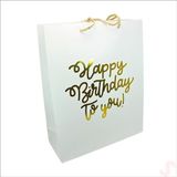 SüSLe Bebek ve Parti Happy Birthday Beyaz Karton Çanta, 32 X 26 X 10 Cm - 1 Adet