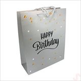 SüSLe Bebek ve Parti Happy Birthday Gümüş Karton Çanta, 32 X 26 X 10 Cm - 1 Adet Çok Renkli