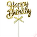 SüSLe Bebek ve Parti Happy Birthday Pasta Süsü, 23cm X 12,5cm - Altın