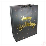 SüSLe Bebek ve Parti Happy Birthday Siyah Karton Çanta, 32 X 26 X 10 Cm - 1 Adet