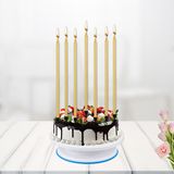 Süsle Bebek ve Parti İnce Uzun Altlıklı Pasta Mumu, 20 cm x 6 Adet - Altın