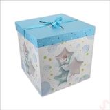 SüSLe Bebek ve Parti Kapaklı, Katlanır Demonte Karton Kutu, 30cm - Balon & Mavi