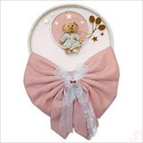 SüSLe Bebek ve Parti Kasnaklı Fiyonk Ve Ayıcıklı 30cm Kapı Süsü - Pembe