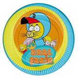 SüSLe Bebek ve Parti Kral Şakir, 23 Cm, Karton Tabak, 8 Adet Çok Renkli