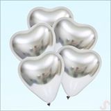SüSLe Bebek ve Parti Krom Kalp Balon, Gümüş - 30cm X 5 Adet