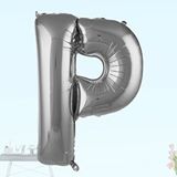 SüSLe Bebek ve Parti P Harf Folyo Balon, 100 Cm - Gümüş Çok Renkli