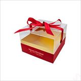 SüSLe Bebek ve Parti Pleksi Kapaklı Fiyonklu Karton Kutu, 20 X 20 X 14cm - Kırmızı Çok Renkli