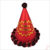 SüSLe Bebek ve Parti Ponponlu Happy Birthday Şapka, 20cm X 1 Adet - Kırmızı
