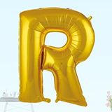 SüSLe Bebek ve Parti R Harf Folyo Balon, 100 Cm - Altın Çok Renkli