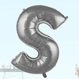 SüSLe Bebek ve Parti S Harf Folyo Balon, 100 Cm - Gümüş