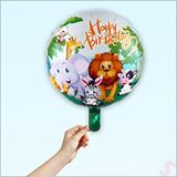 SüSLe Bebek ve Parti Safari Sevimli Hayvanlar, Happy Birthday Folyo Balon - 45 Cm Çok Renkli