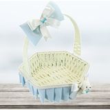 Süsle Bebek ve Parti Saplı Altıgen Kumaş Sepet, 32 cm, Büyük Boy, Mavi