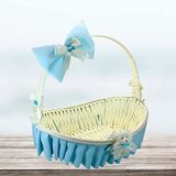 SüSLe Bebek ve Parti Saplı Oval Kumaş Sepet, 36 cm, Orta Boy Mavi
