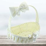 SüSLe Bebek ve Parti Saplı Oval Kumaş Sepet, 41 cm, Büyük Boy, Krem