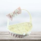 SüSLe Bebek ve Parti Saplı Oval Kumaş Süslü Sepet, 36 Cm, Orta Boy, Pembe Çok Renkli