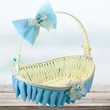 SüSLe Bebek ve Parti Saplı Oval Kumaş Süslü Sepet, 41 Cm, Büyük Boy Mavi Çok Renkli