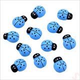 SüSLe Bebek ve Parti Uğur Böceği Ahşap Sticker, 1,5cm X 1,2cm X 15 Adet - Mavi Çok Renkli