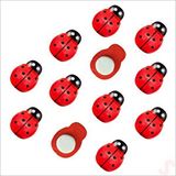 SüSLe Bebek ve Parti Uğur Böceği Ahşap Sticker, 1,9cm X 1,4cm X 12 Adet - Kırmızı Çok Renkli