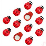 SüSLe Bebek ve Parti Uğur Böceği Ahşap Sticker, 1,9cm X 1,4cm X 12 Adet - Kırmızı