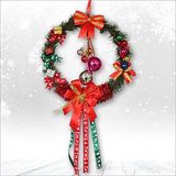 SüSLe Bebek ve Parti Yılbaşı Kapı Süsü, Ahşap Üzeri Garland Kapı Halkası - 33 Cm