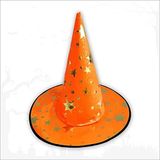 SüSLe Bebek ve Parti Yıldız Desenli Hallloween Cadı Şapkası, 38cm - Turuncu