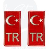 Süslen Türkiye Tr Plaka Sticker, Kırmızı, Set Of 2 - Çok Renkli