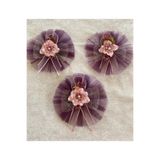 Süsler Lotus Çiçeği Mor Bohça Süsü 3'Lü Set 20x20cm Düğün Nişan Kına Bavul Süs