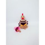 Süslü Tavuk Amigurumi Organik Oyuncak