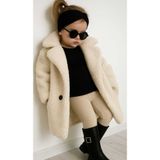 Süslüm Kids Ekru Rengi Astarlı Peluş Kaban