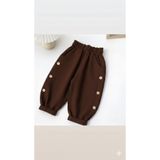 Süslüm Kids Kız Çocuk Kahverengi Düğmeli Pantolon
