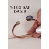 Süspüs Accessories Ametist Taşlı Saf Bakır Otantik Bilezik (Doğal Taş)
