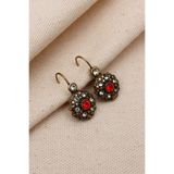 Süspüs Accessories KIRMIZI TAŞ DETAYLI OTANTİK KÜPE