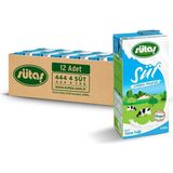 Sütaş Yarım Yağlı Süt 1 L × 12'li Paket - Hafif İçim, Doğal Besin Değerleri, Türkiye Menşeli, %100 İnek Sütü