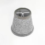 Sutaşı İşlemeli Mini Boy Maşalı Avize Abajur Başlığı Mum ampul üstüne takılır 14cm (Açık Gri)